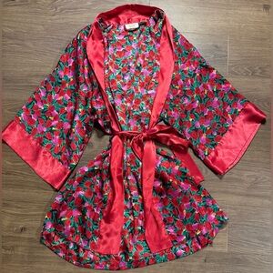 Victoria’s Secret VTG Gold Label Satin Floral Robe Floral Kimono 80s One Size
